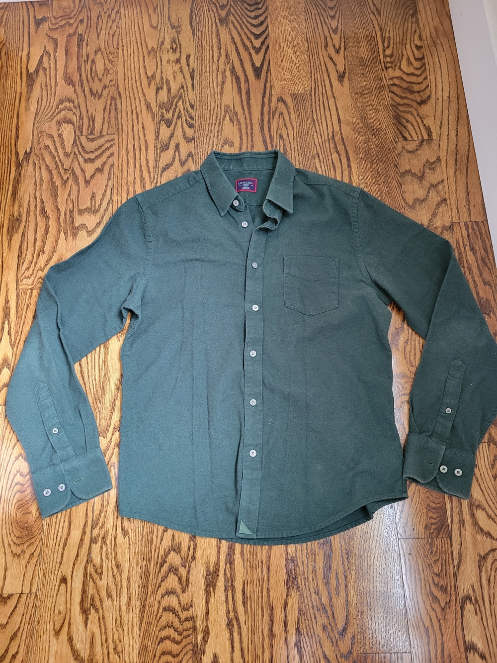 UNTUCKit Mens Forest Green Button-Down Flannel Shirt